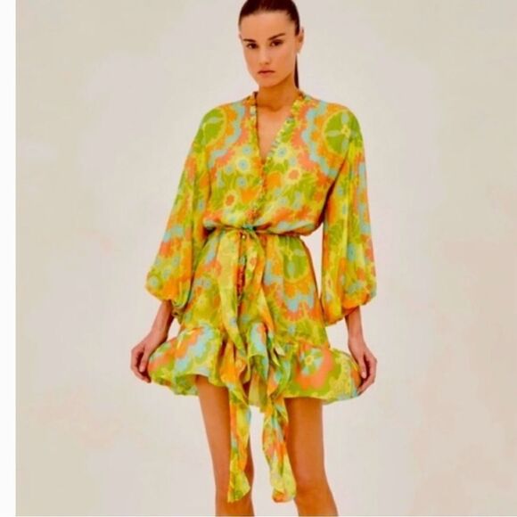 Alexis Analia 100% Silk Retro Floral Mini NWT Size M - Picture 1 of 6